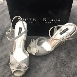 Silver Sophia Heels by White House Black market.